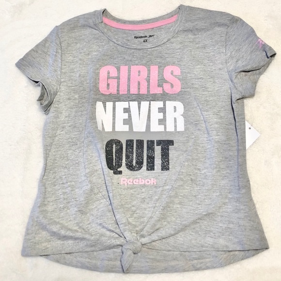 🆕Girl’s Reebok GIRLS NEVER QUIT Glitter Tee 6X - Picture 5 of 8